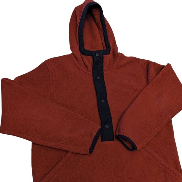 North Face Hoodie Mens Medium Pullover Fleece Jacket Rust Brown Kangaroo Pocket - Picture 1 of 16